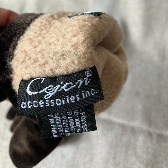 Vintage Cejon Ladies Wrist Style Brown Velour/Velvet Thinsulate Gloves, One Size - Picture 4 of 6
